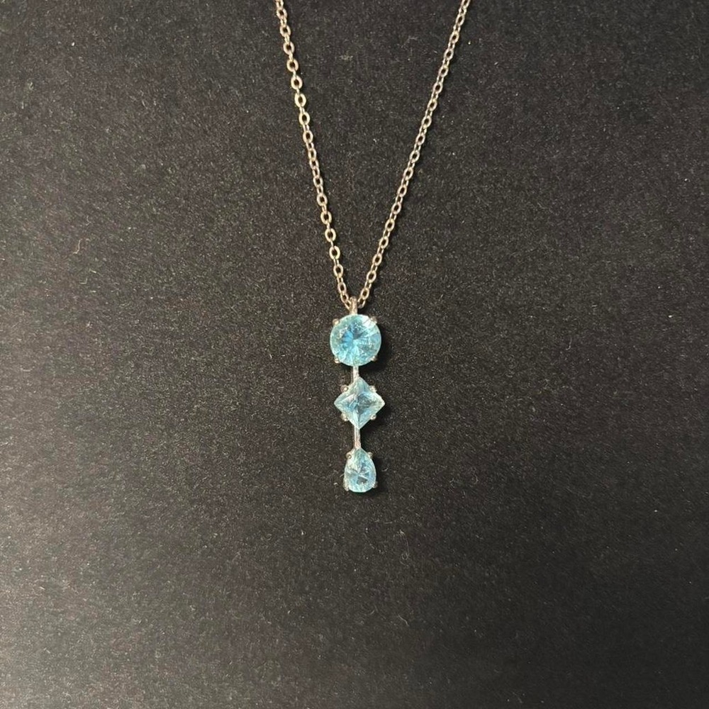 Blue Topaz Three Unique Shaped Stone Necklace - Napier
